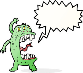 cartoon crazy monster with speech bubble