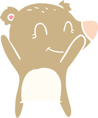 smiling bear flat color style cartoon