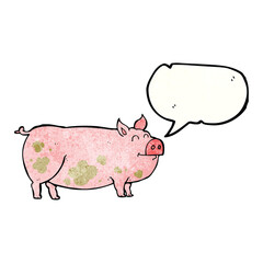 speech bubble textured cartoon muddy pig