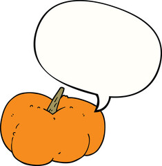 cartoon pumpkin squash and speech bubble
