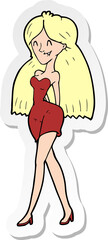 sticker of a cartoon woman in dress