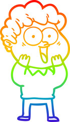 rainbow gradient line drawing cartoon happy man