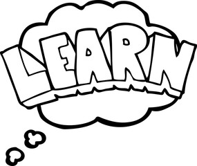 thought bubble cartoon learn symbol