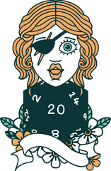 human rogue with natural 20 dice roll illustration