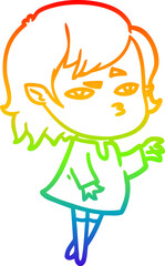 rainbow gradient line drawing cartoon vampire girl