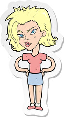 sticker of a cartoon woman with hands on hips