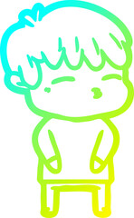 cold gradient line drawing cartoon curious boy