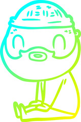 cold gradient line drawing cartoon bearded man