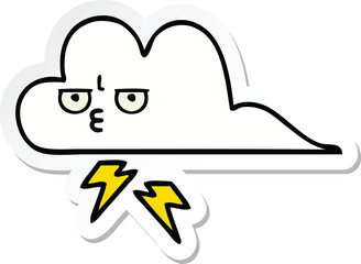 sticker of a cute cartoon thunder cloud
