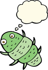 cartoon bug with thought bubble