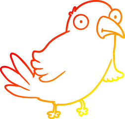 warm gradient line drawing cartoon bird