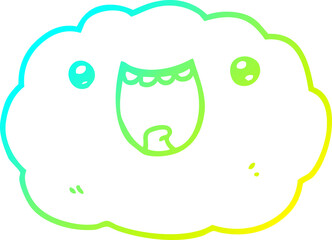 cold gradient line drawing cartoon happy cloud