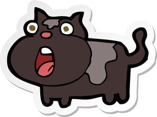 sticker of a cartoon shocked cat
