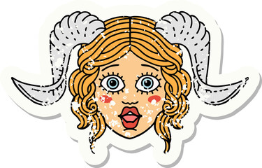 tiefling character face grunge sticker