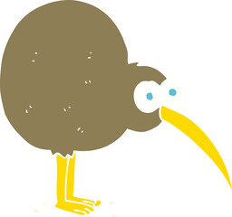 flat color illustration of a cartoon kiwi