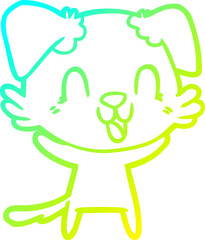 cold gradient line drawing laughing cartoon dog