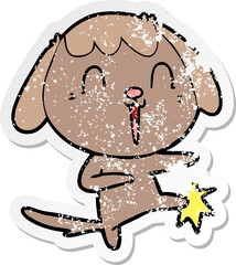 distressed sticker of a cute cartoon dog