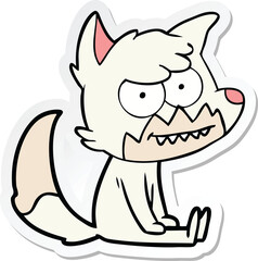sticker of a cartoon grinning fox