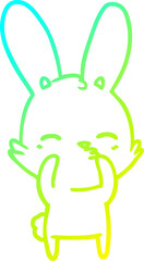 cold gradient line drawing curious bunny cartoon