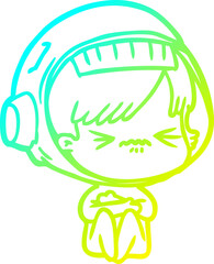 cold gradient line drawing angry cartoon space girl