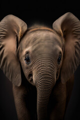 close up of an elephant - Cute Baby Elephant - Created with Generative AI technology.