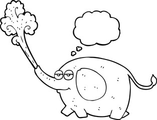 thought bubble cartoon elephant squirting water