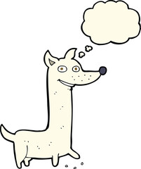 funny cartoon dog with thought bubble