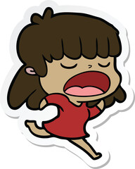sticker of a cartoon woman talking loudly
