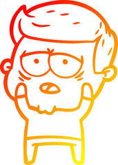 warm gradient line drawing cartoon tired man