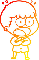 warm gradient line drawing cartoon shocked man