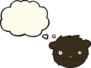 cartoon black bear head with thought bubble