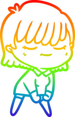 rainbow gradient line drawing cartoon woman