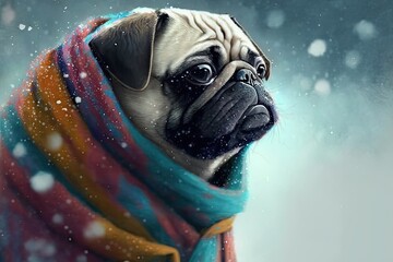 dog in snow Generative Ai