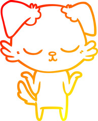 warm gradient line drawing cute cartoon dog