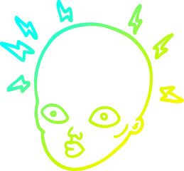 cold gradient line drawing cartoon bald head