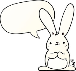 cartoon rabbit and speech bubble in smooth gradient style