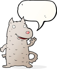 cartoon happy dog with speech bubble