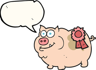 speech bubble cartoon prize winning pig