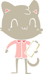 flat color style cartoon happy cat