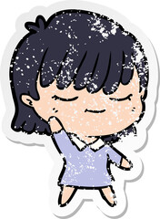 distressed sticker of a cartoon woman