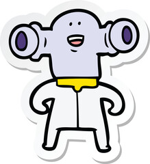 sticker of a friendly cartoon alien