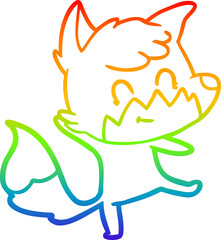 rainbow gradient line drawing cartoon friendly fox