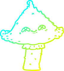 cold gradient line drawing cartoon mushroom with face