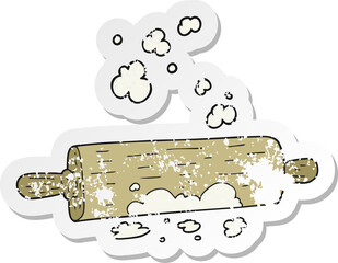 retro distressed sticker of a cartoon rolling pin
