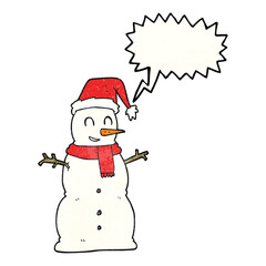 speech bubble textured cartoon snowman