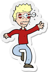 sticker of a cartoon terrified man with eyes popping out
