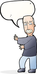 cartoon angry old man with speech bubble