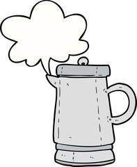 cartoon old metal kettle and speech bubble