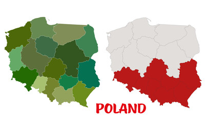 Poland province vector map two colour variants
