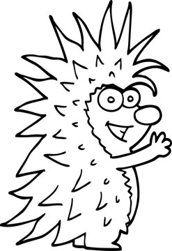 line drawing cartoon spiky hedgehog © lineartestpilot